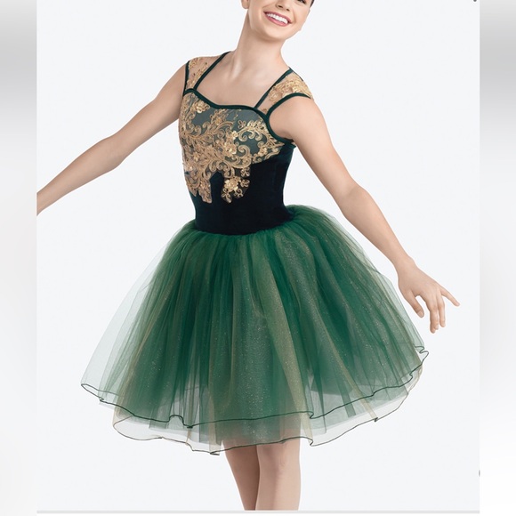 Revolution Dancewear A SONG FOR YOUR C23869 Hunter Green Velvet  Tutu Costume SA - Picture 1 of 10